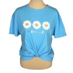 NOBO Blue Daisy "Good Vibes Only" T-shirt, Juniors' XL, NWOT